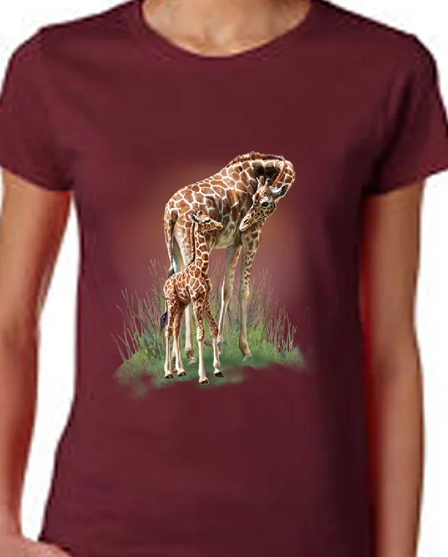 Women's Mother and Baby Giraffe T-Shirt