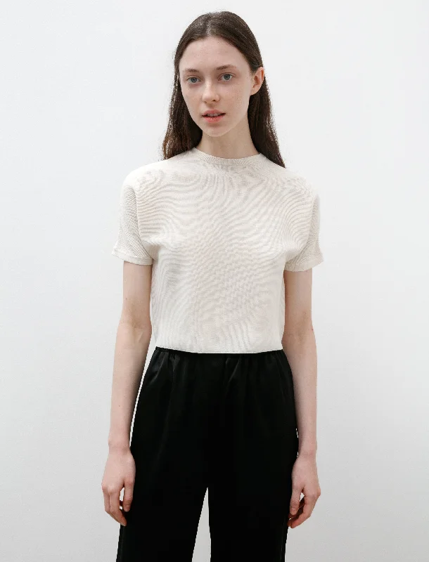 Knitted Light Cotton Blend T-Shirt Milk