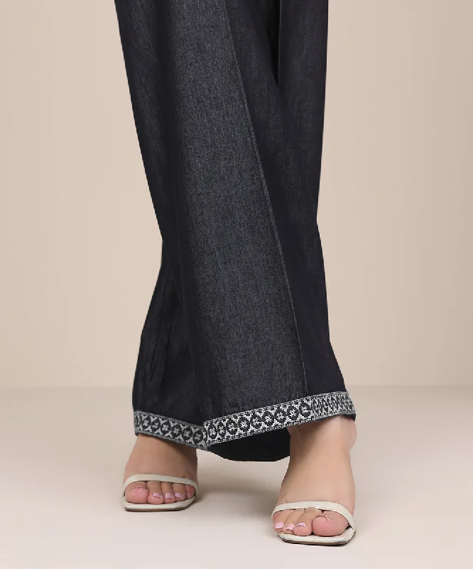 Embroidered Denim Culottes