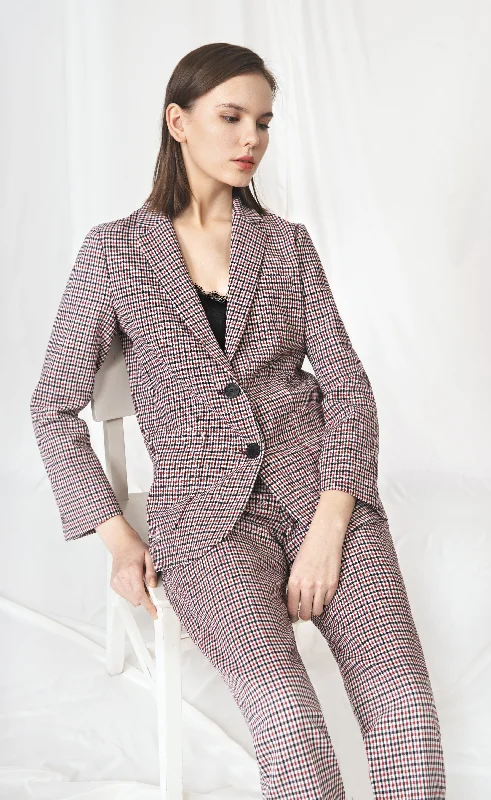 Black Checkered Plaid Blazer-Sample