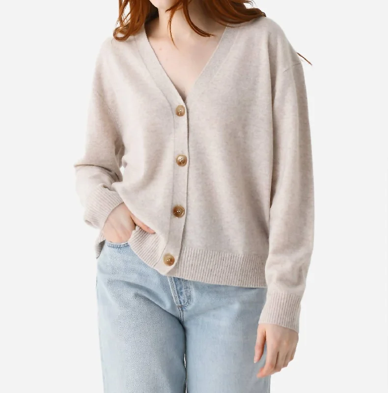 Hello Heart Cardigan In Oatmeal/candy Pink