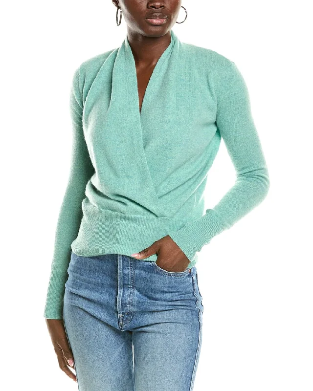 sofiacashmere Modern Faux Wrap Cashmere Sweater