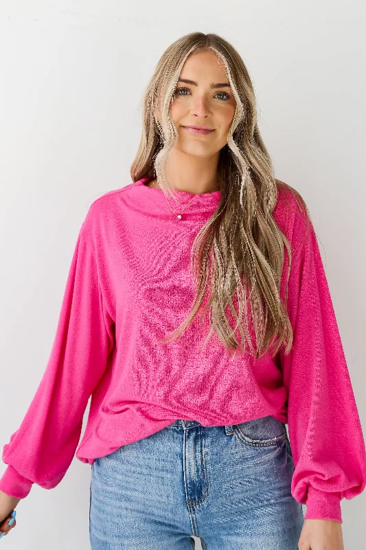 FINAL SALE - Lola Hot Pink Lightweight Knit Top - DU DEAL