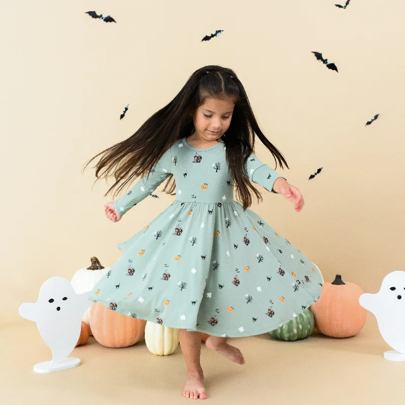 Long Sleeve Twirl Dress in Spooky